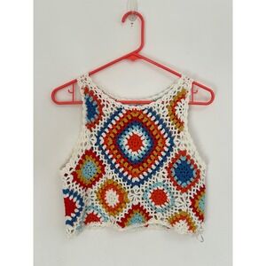 Altar'd State Crochet Tank Top Multi Color Square Granny Boho Festival Size M